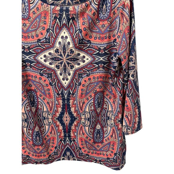 Charter Club Shirt Sz M Paisley Print 3/4 Sleeve Knit Top Soft Modal Blend Blou - Picture 5 of 12